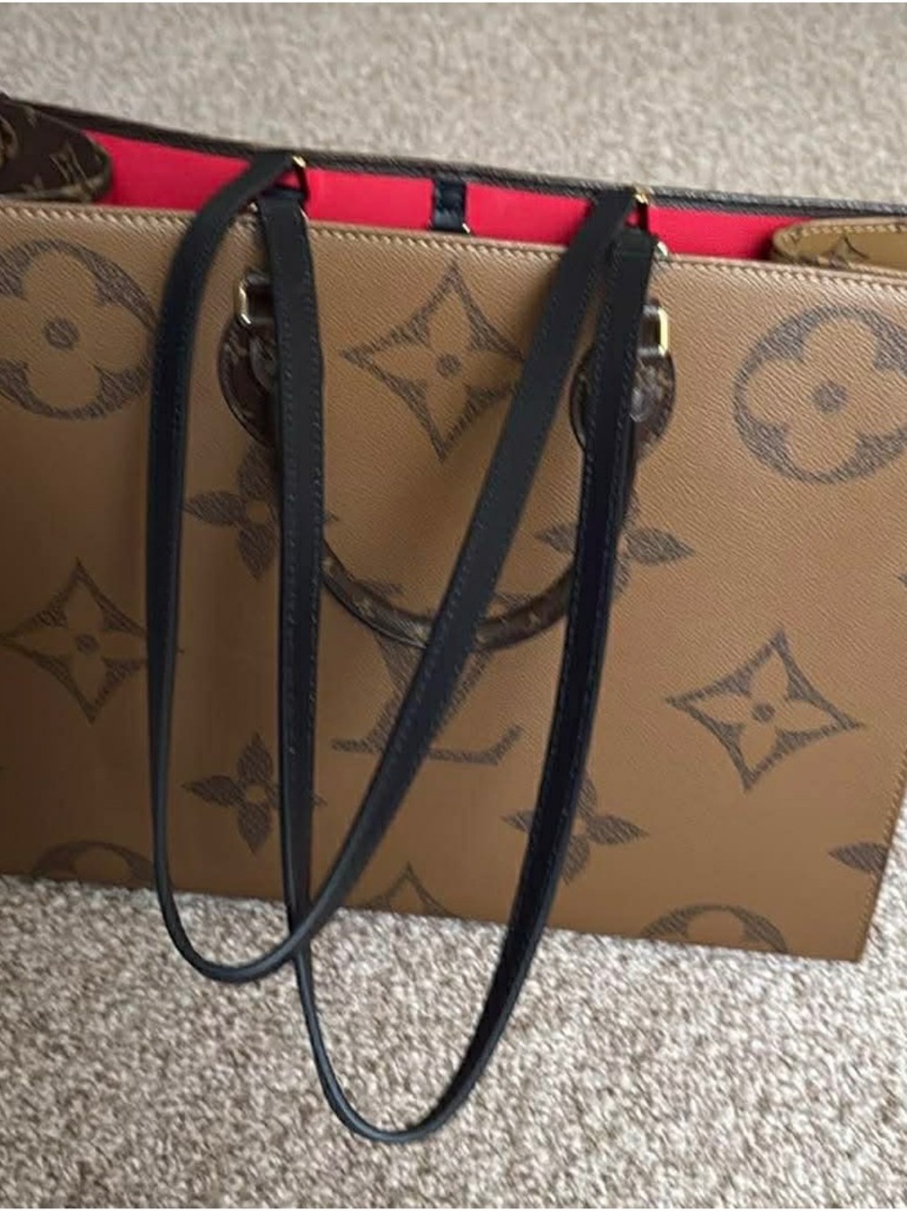 Louis Vuitton Monogram Canvas Tote with Red Interior Trim - Picture 2 of 3